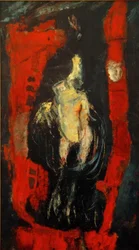 Ch. Soutine, fjäderfä, hängande framför röd vägg
